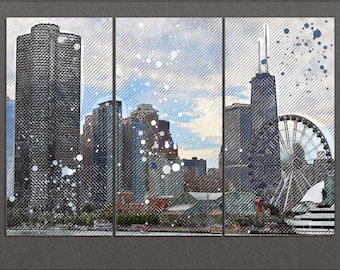 Chicago Canvas Print, Chicago Skyline, Chicago Wall Art