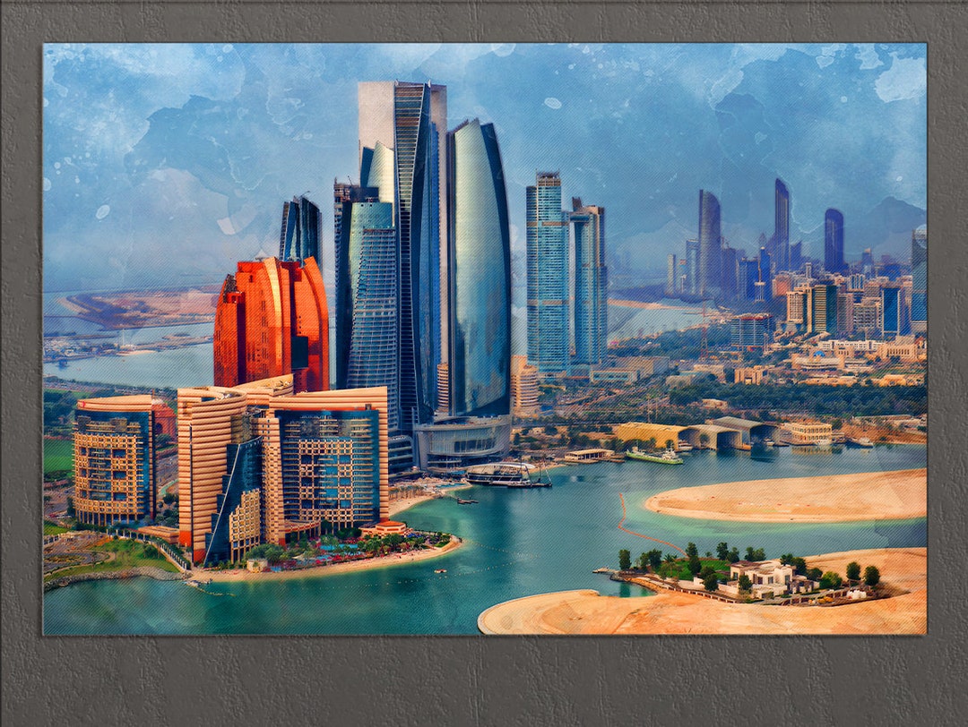 Abu Dhabi Canvas Print, Abu Dhabi Skyline, Abu Dhabi Painting, Abu