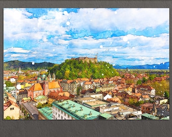 Ljubljana Canvas Print, Ljubljana Skyline, Ljubljana Wall Art, Slovenia
