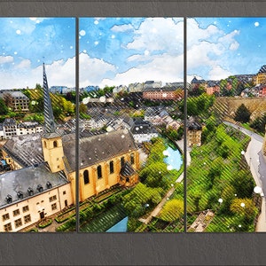 Luxembourg Canvas Print, Luxembourg City Skyline, Luxembourg Wall Art, Luxembourg