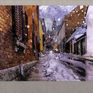 Impression de toile de Québec, Centre-ville de Québec, Art mural de Québec, Québec, Canada