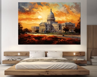 Providence Canvas Print, Rhode Island State House, Providence Painting, Providence Wall Art, Rhode Island