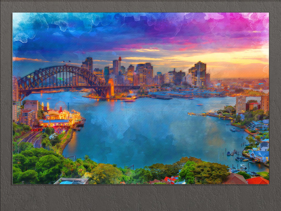 Sydney Canvas Print, Sydney Skyline, Sydney Painting, Sydney Wall Art