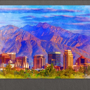 Salt Lake City Canvas Print, Salt Lake City Painting, Salt Lake City Wall Art, Utah