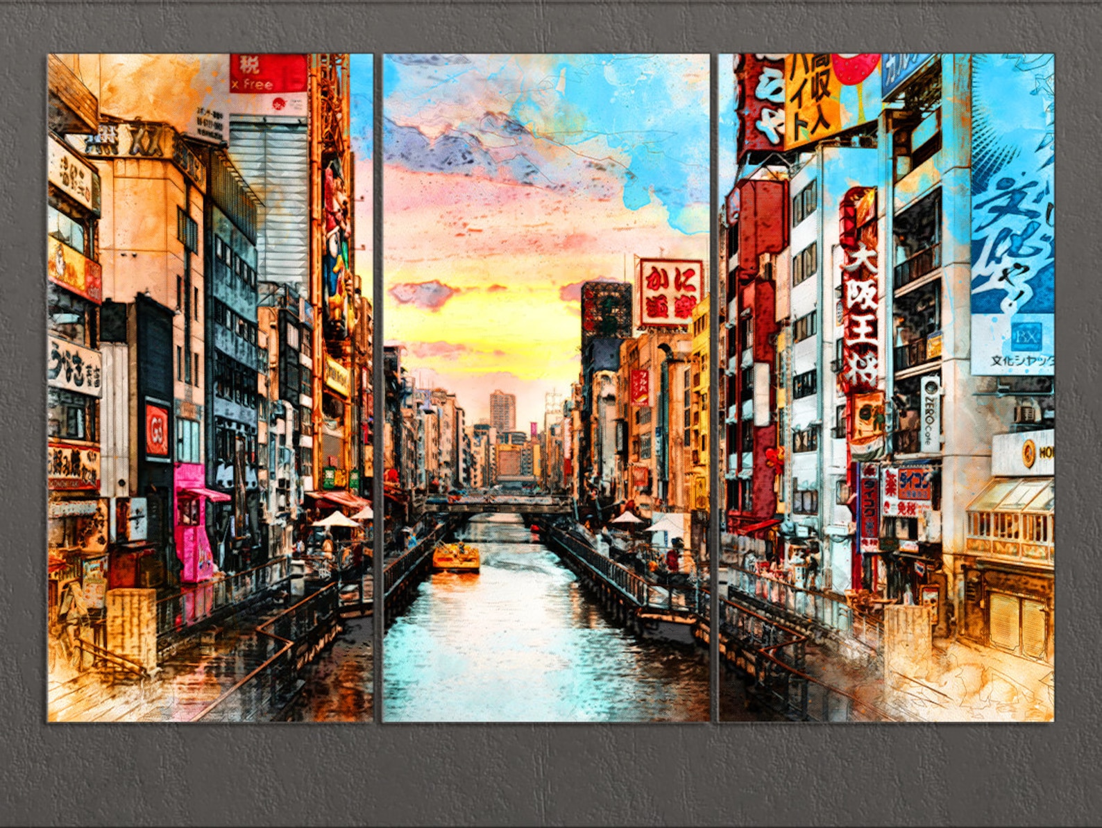 Osaka Canvas Print Osaka Painting Japan Painting Osaka Wall Etsy