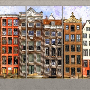 Amsterdam Canvas Print, Amsterdam House Facades, Amsterdam Wall Art, The Netherlands
