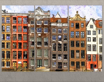 Amsterdam Canvas Print, Amsterdam House Facades, Amsterdam Wall Art, The Netherlands