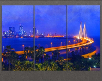Mumbai Canvas Print, Mumbai Skyline, Mumbai Painting, Bombay Wall Art, India Wall Art, India Canvas Print
