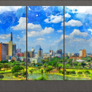 Nairobi Skyline, Nairobi Canvas Print, Nairobi Painting, Nairobi Wall Art, Kenya