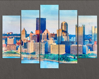 Impressão em tela de Pittsburgh, horizonte de Pittsburgh, arte de parede de Pittsburgh