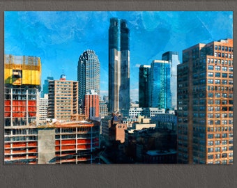 Jersey City Canvas Print, Jersey City Skyline, Jersey City Painting, Jersey City Wall Art, New Jersey