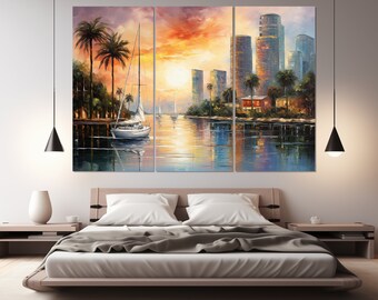 Miami Canvas Print, Miami Skyline, Miami Wall Art