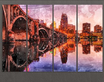 Minneapolis Canvas Print, Minneapolis Skyline, Minneapolis Wall Art