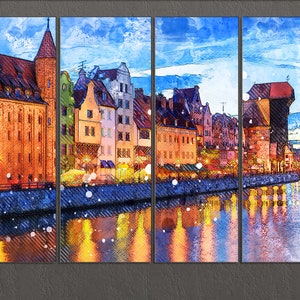 Gdansk Canvas Print, Gdansk Skyline, Gdansk Wall Art, Poland