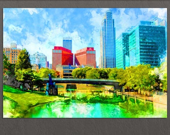 Omaha Canvas Print, Omaha Downtown, Omaha Painting, Omaha Wall Art