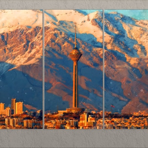 Tehran Canvas Print, Milad Tower, Tehran Wall Art, Iran Painting, Tehran Print, Iran Wall Art