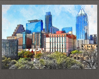 Austin Canvas Print, Austin Downtown, Austin Wall Art