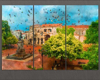 Santo Domingo Downtown, Dominican Republic Canvas Print, Columbus Park, Dominican Wall Art, Dominican Republic