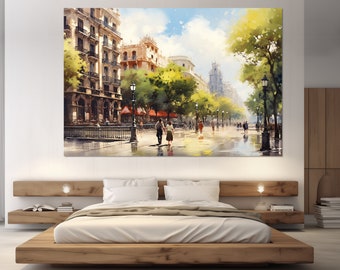 Barcelona Canvas Print, Barcelona Downtown, Barcelona Wall Art, Spain
