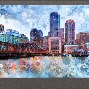 Boston Canvas Print, Boston Skiline, Boston Wall Art