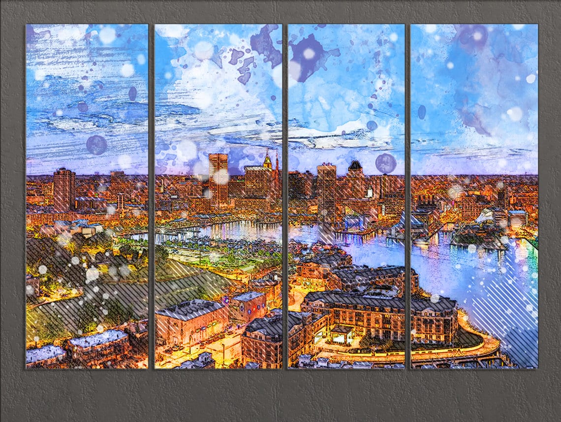 Baltimore Canvas Print Baltimore Skyline Baltimore Wall Art Etsy