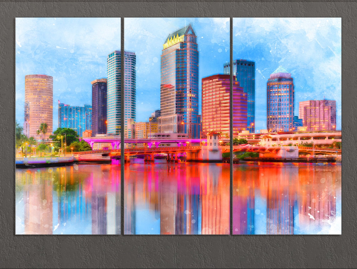 Tampa Canvas Print Tampa Painting Tampa Skyline Tampa Wall Etsy UK