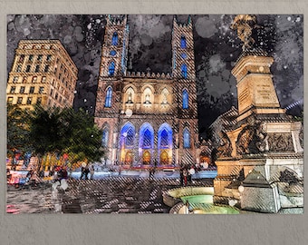 Montreal Canvas Print, Montreal Downtown, Montreal Wall Art, Québec, Canada