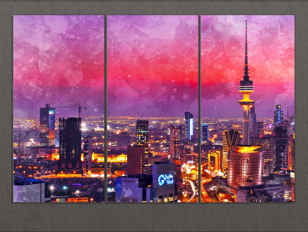 Kuwait City Skyline Kuwait City Canvas Print Kuwait Wall Etsy