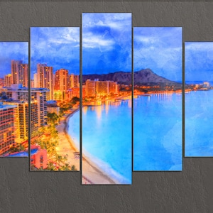 Honolulu Canvas Print, Honolulu Skyline, Honolulu Wall Art