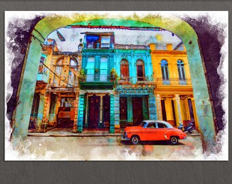 Havana Canvas Print, Havana Downtown, Havana Wall Art, Cuba