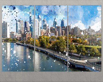Doek Philadelphia, skyline Philadelphia, muurkunst Philadelphia