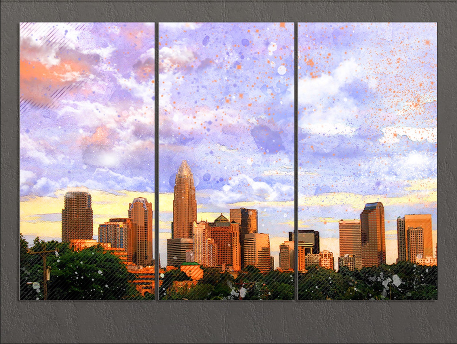 Charlotte Canvas Print Charlotte Skyline Charlotte Wall Art - Etsy España