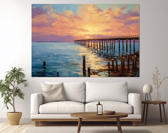 Virginia Beach Canvas Print, Chesapeake Bay Bridge, Virginia Beach Painting, Virginia Beach Wall Art