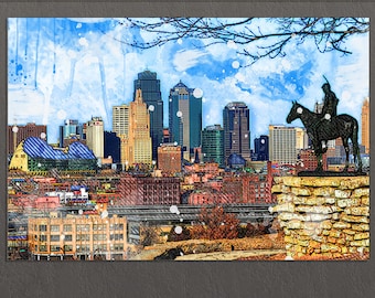 Kansas City Canvas Print, Kansas City Skyline, Kansas City Wall Art