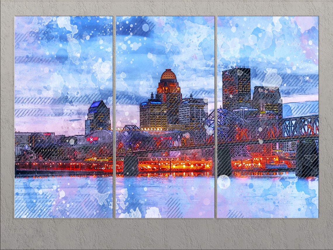Louisville Canvas Print Louisville Skyline Louisville Wall Etsy