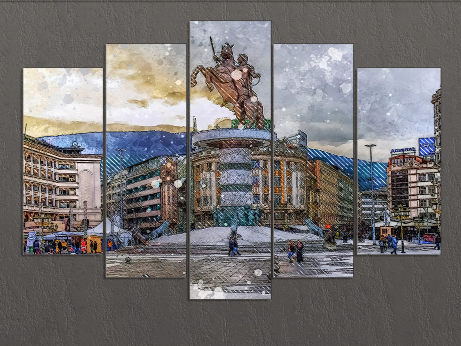 Skopje Canvas Print Skopje Downtown Skopje Wall Art North Etsy