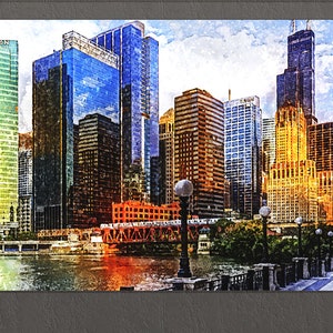Chicago Leinwanddruck, Chicago Skyline, Chicago Wandkunst