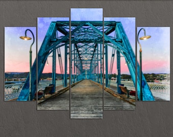 Chattanooga Canvas Print, Walnut Street Bridge, Chattanooga Painting, Chattanooga Wall Art, Tennessee