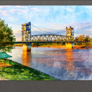 Alexandria Canvas, Jackson Bridge Wall Decor, Jackson Bridge Painting, Alexandria Skyline Louisiana
