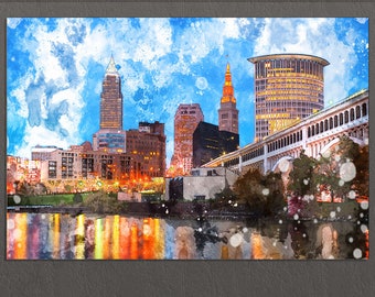 Cleveland Canvas Print, Cleveland Skyline, Cleveland Wall Art