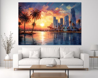 Miami Canvas Print, Miami Skyline, Miami Wall Art