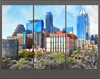 Austin Canvas Print, Austin Downtown, Austin Wall Art