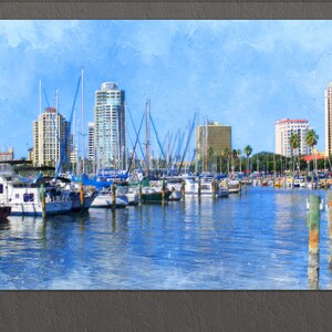 St. Petersburg, Florida Canvas Print, St. Petersburg Marina Painting, St. Petersburg Wall Art