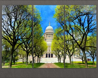 Providence Canvas Print, Rhode Island State House, Providence Painting, Providence Wall Art, Rhode Island