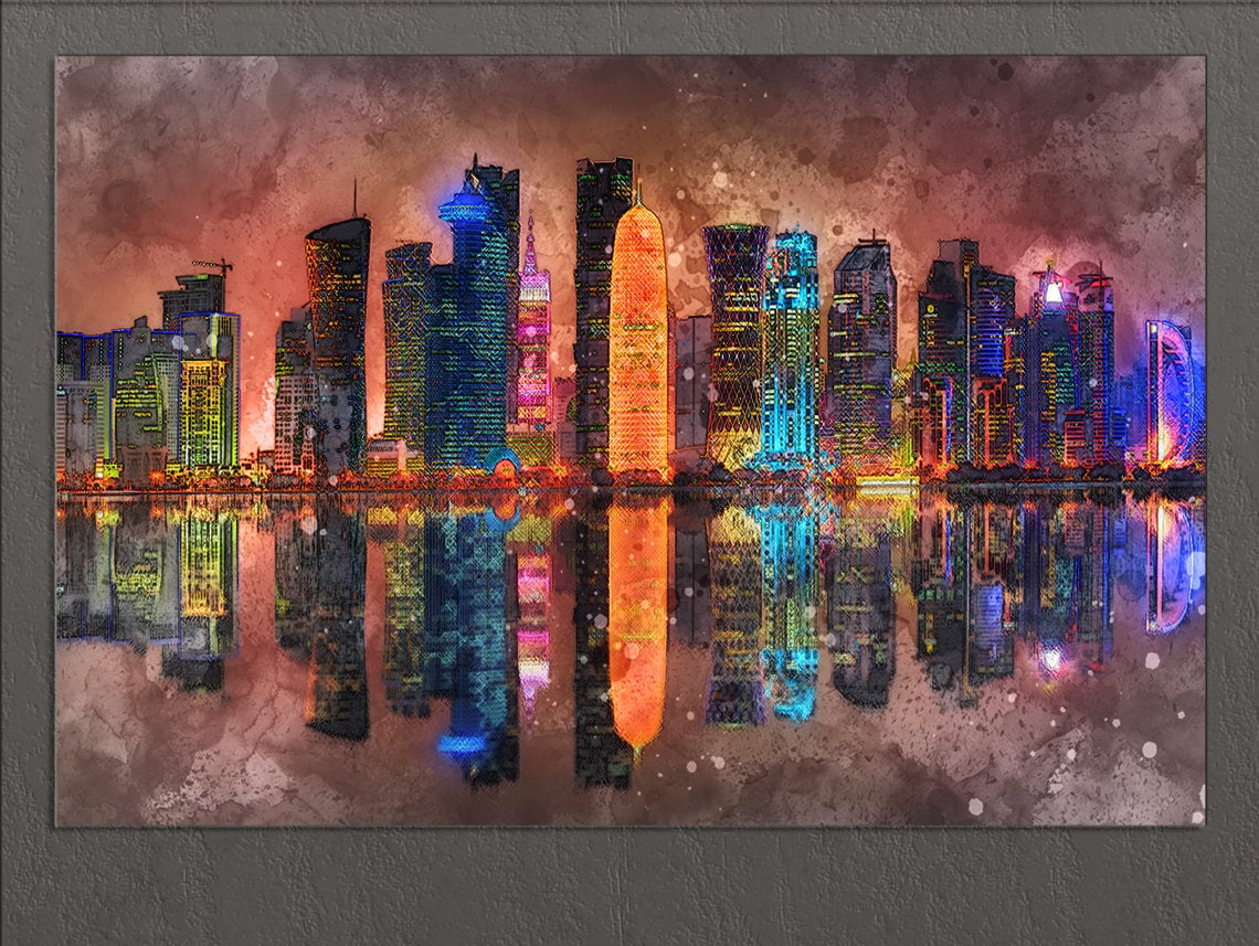 Doha Canvas Print Doha Skyline Doha Wall Art Qatar Etsy UK