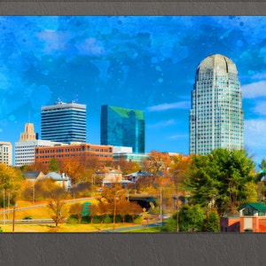 Winston–Salem Canvas Print, Winston–Salem Painting, Winston–Salem Skyline, Winston–Salem Wall Art