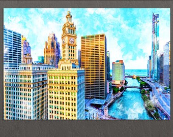 Chicago Canvas Print, Chicago Skyline, Chicago Painting, Chicago Wall Art