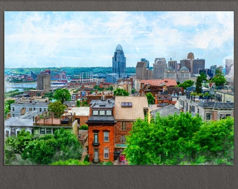 Cincinnati Canvas Print, Cincinnati Painting, Cincinnati Skyline, Cincinnati Wall Art, Ohio