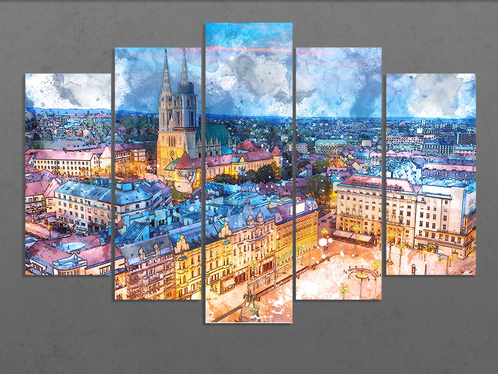 Zagreb Canvas Print Zagreb Downtown Zagreb Wall Art Croatia Etsy