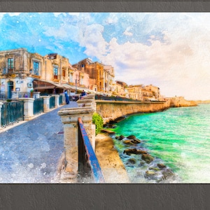 Syracuse, Sicily Canvas Print, Sicily Painting, Sicily Wall Art, Italy